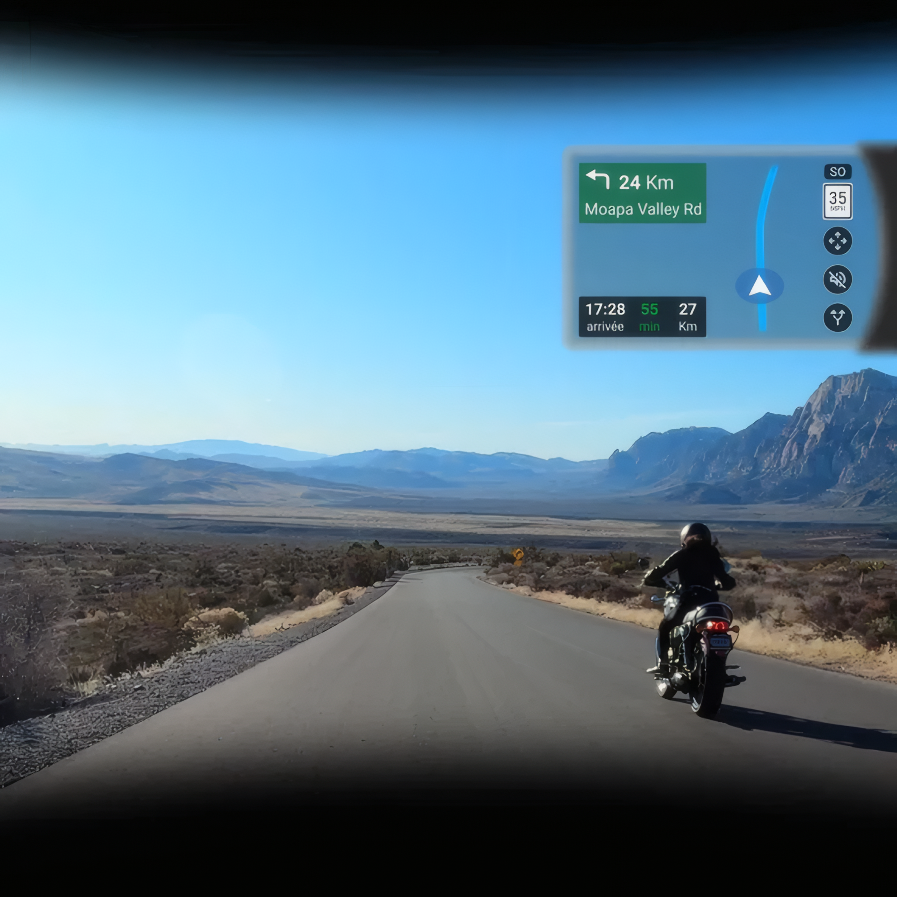 EyeRide Motorcycle helmet Heads Up Display