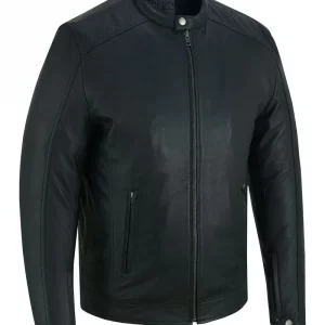 Classic biker style motorcycle leather jacket.